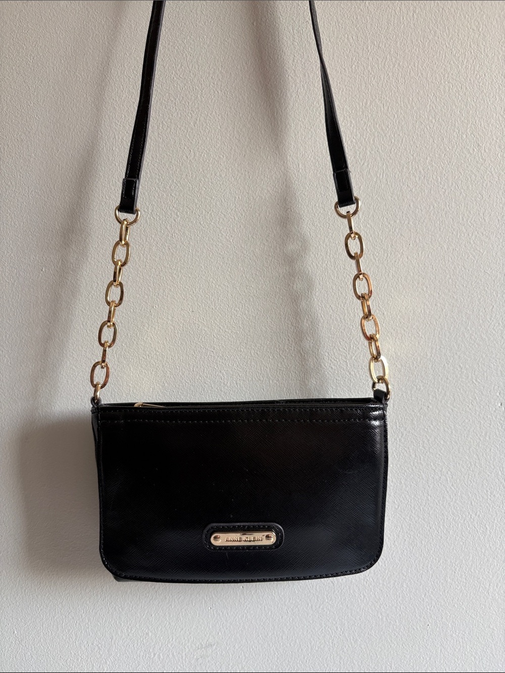 Anne Klein Black Gold Chain Shoulder Bag Crossbody Y2K Purse